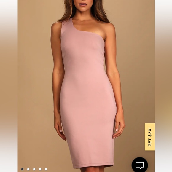 Lulus Blush Pink One-Shoulder Bodycon Midi Dress - Picture 1 of 7